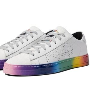 P448 White Leather Rainbow Jack Sneakers Size‎ 39